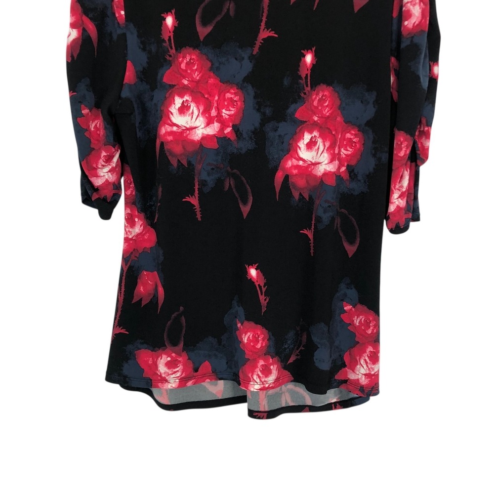 Alfani Dark Floral Print Tunic Top Shirt Size 2X Stretch Whimsigoth Dark Fairy - Picture 3 of 7
